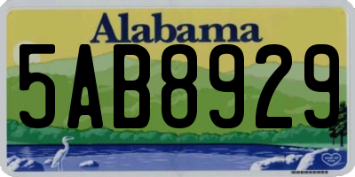 AL license plate 5AB8929