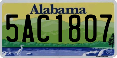 AL license plate 5AC1807