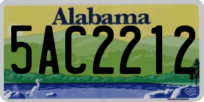 AL license plate 5AC2212