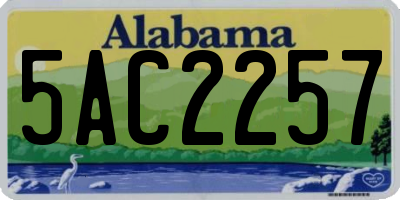 AL license plate 5AC2257