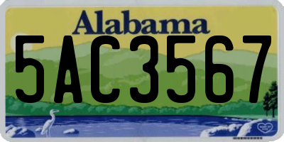AL license plate 5AC3567