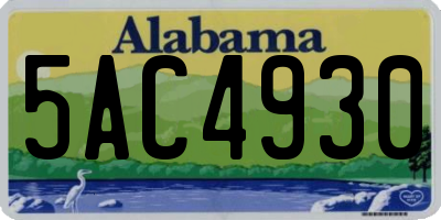 AL license plate 5AC4930