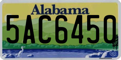 AL license plate 5AC6450