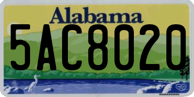 AL license plate 5AC8020