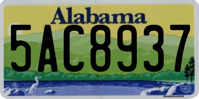 AL license plate 5AC8937