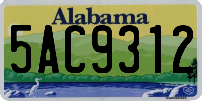 AL license plate 5AC9312
