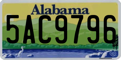 AL license plate 5AC9796
