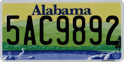 AL license plate 5AC9892