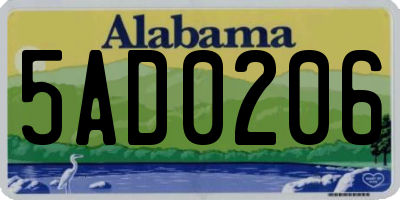 AL license plate 5AD0206