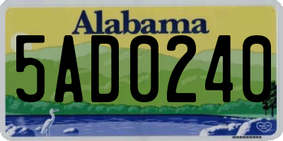 AL license plate 5AD0240