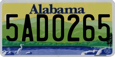AL license plate 5AD0265