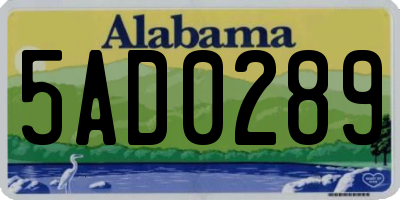 AL license plate 5AD0289