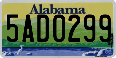 AL license plate 5AD0299