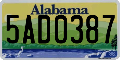AL license plate 5AD0387