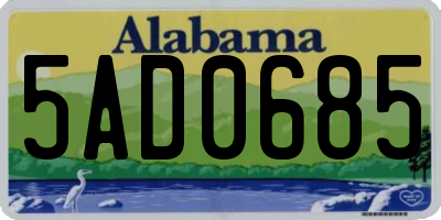 AL license plate 5AD0685