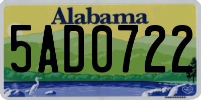 AL license plate 5AD0722