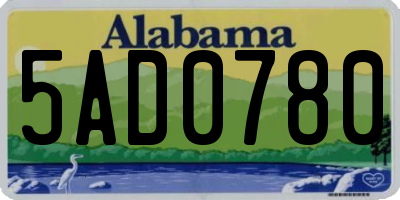 AL license plate 5AD0780