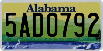 AL license plate 5AD0792