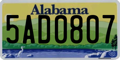 AL license plate 5AD0807