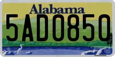 AL license plate 5AD0850