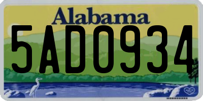AL license plate 5AD0934