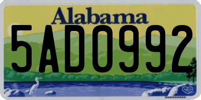 AL license plate 5AD0992