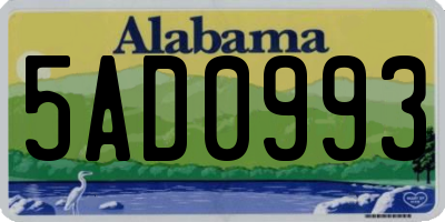 AL license plate 5AD0993