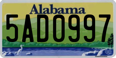 AL license plate 5AD0997