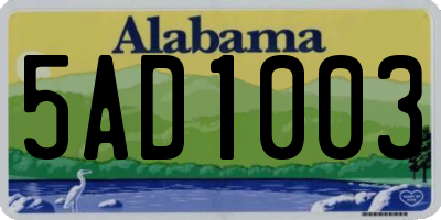 AL license plate 5AD1003