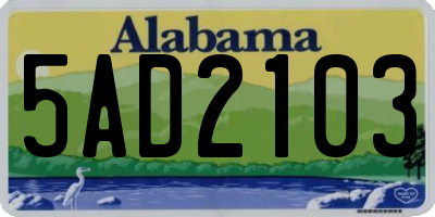 AL license plate 5AD2103