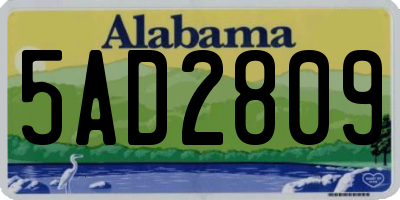AL license plate 5AD2809
