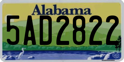 AL license plate 5AD2822
