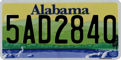 AL license plate 5AD2840
