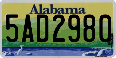 AL license plate 5AD2980