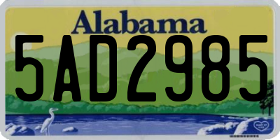 AL license plate 5AD2985