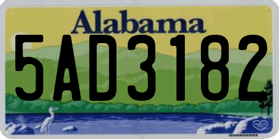 AL license plate 5AD3182
