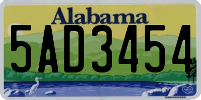 AL license plate 5AD3454