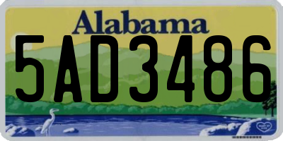 AL license plate 5AD3486