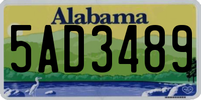 AL license plate 5AD3489