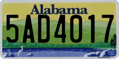 AL license plate 5AD4017