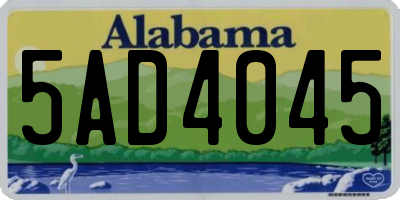 AL license plate 5AD4045