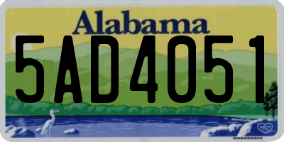 AL license plate 5AD4051