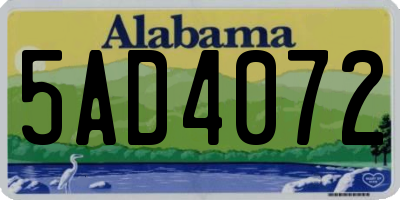 AL license plate 5AD4072