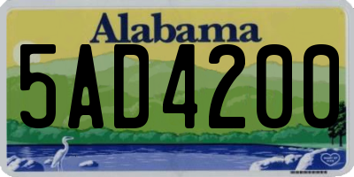 AL license plate 5AD4200