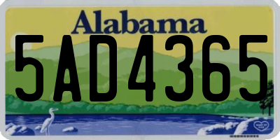 AL license plate 5AD4365