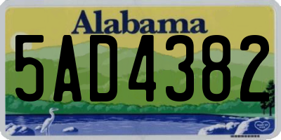 AL license plate 5AD4382