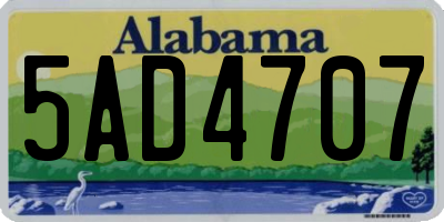 AL license plate 5AD4707