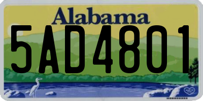 AL license plate 5AD4801