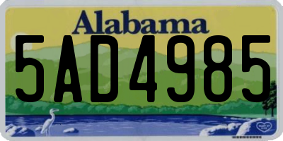 AL license plate 5AD4985
