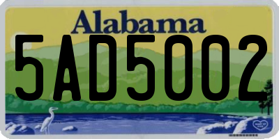 AL license plate 5AD5002